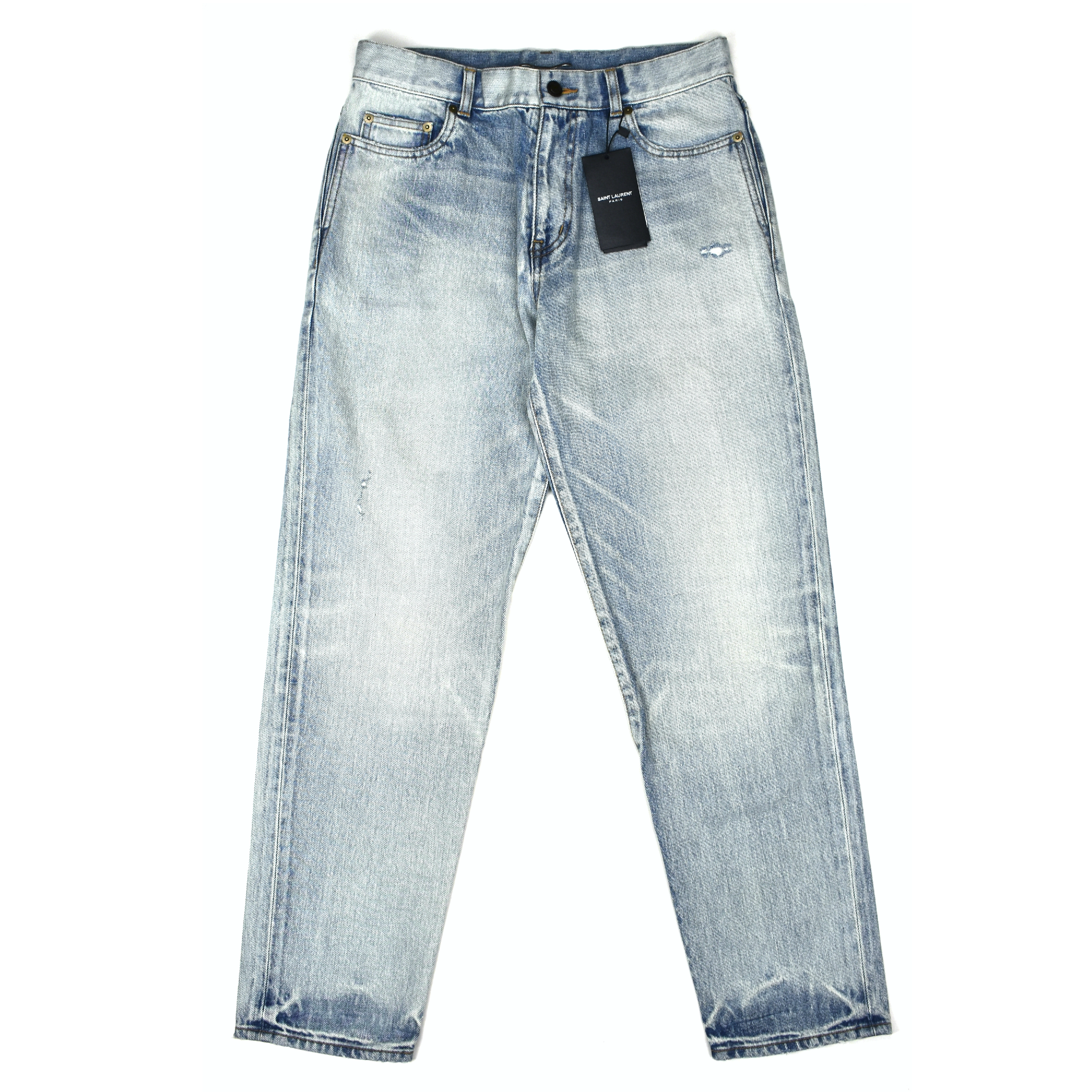 Saint Laurent - Made in Japan Distressed Blue Denim Carrot Jeans