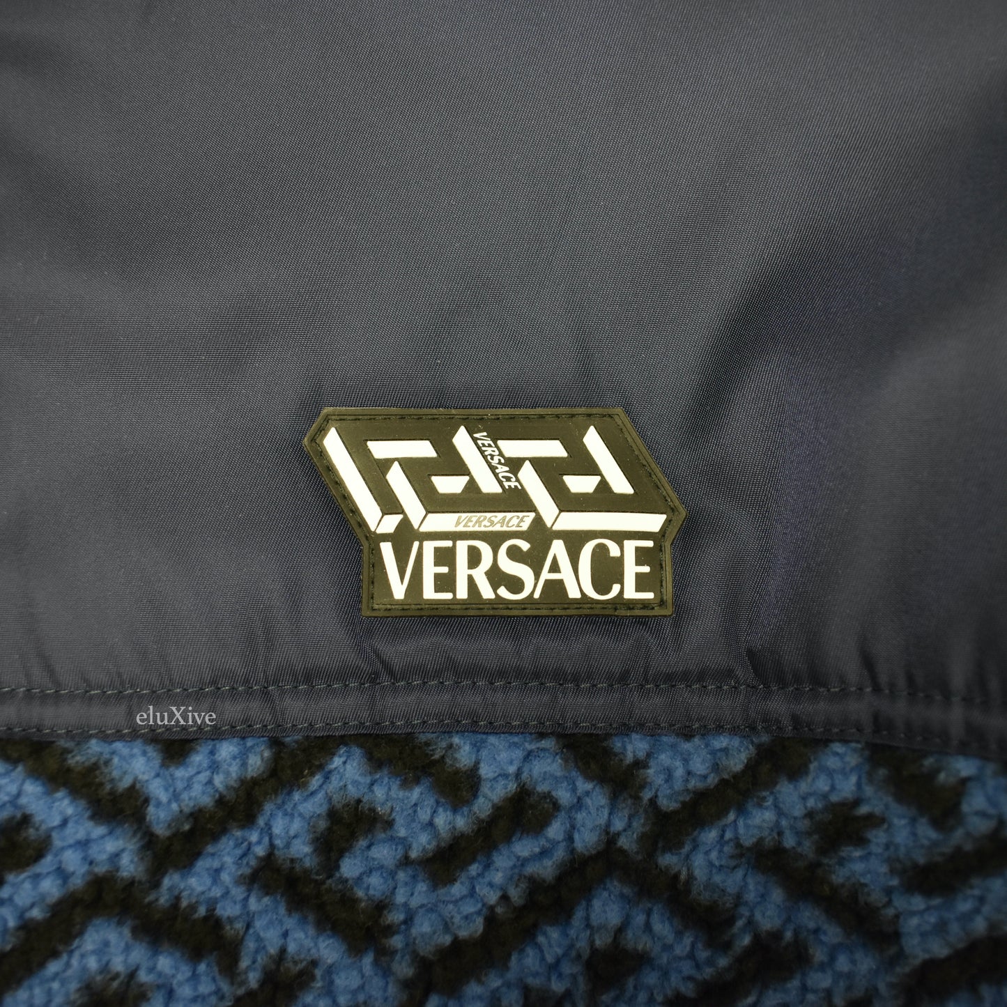 Versace - Navy Greca Monogram Logo Fleece Jacket