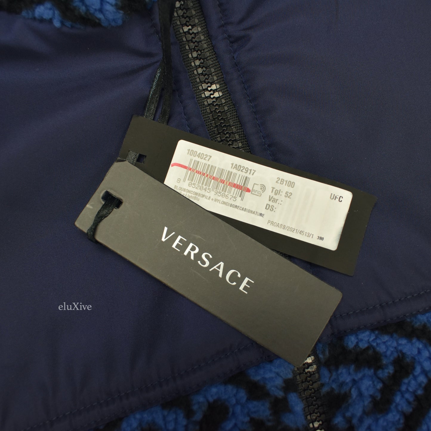 Versace - Navy Greca Monogram Logo Fleece Jacket