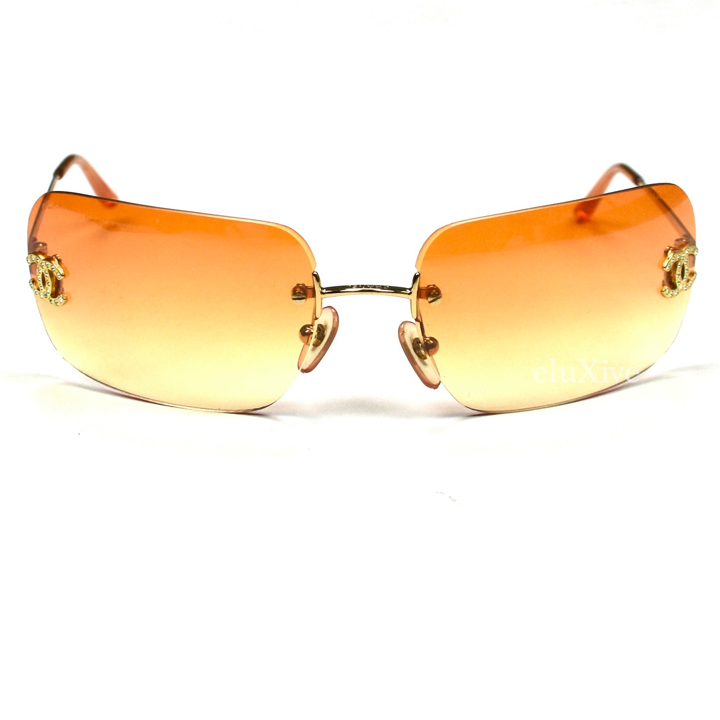 Chanel - Vintage 4017-D Crystal Logo Rimless Sunglasses
