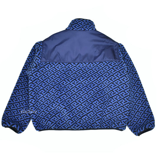 Versace - Navy Greca Monogram Logo Fleece Jacket