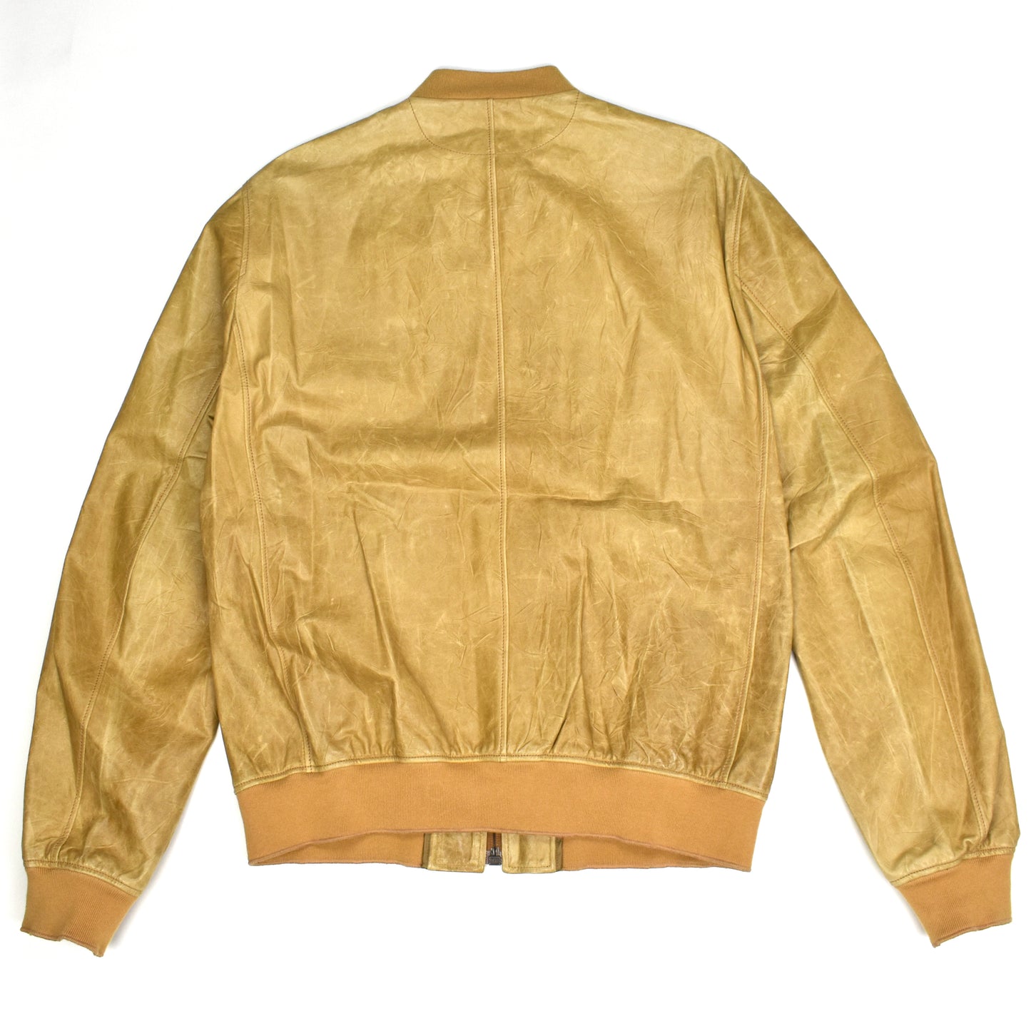 Yves Saint Laurent - Distressed Tan Leather Bomber Jacket