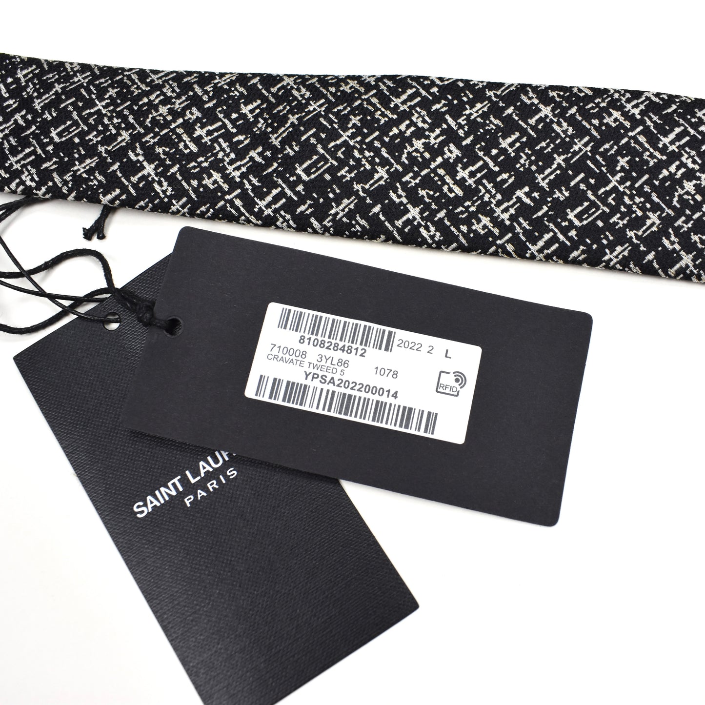 Saint Laurent - Black & Gray Tweed Skinny Tie