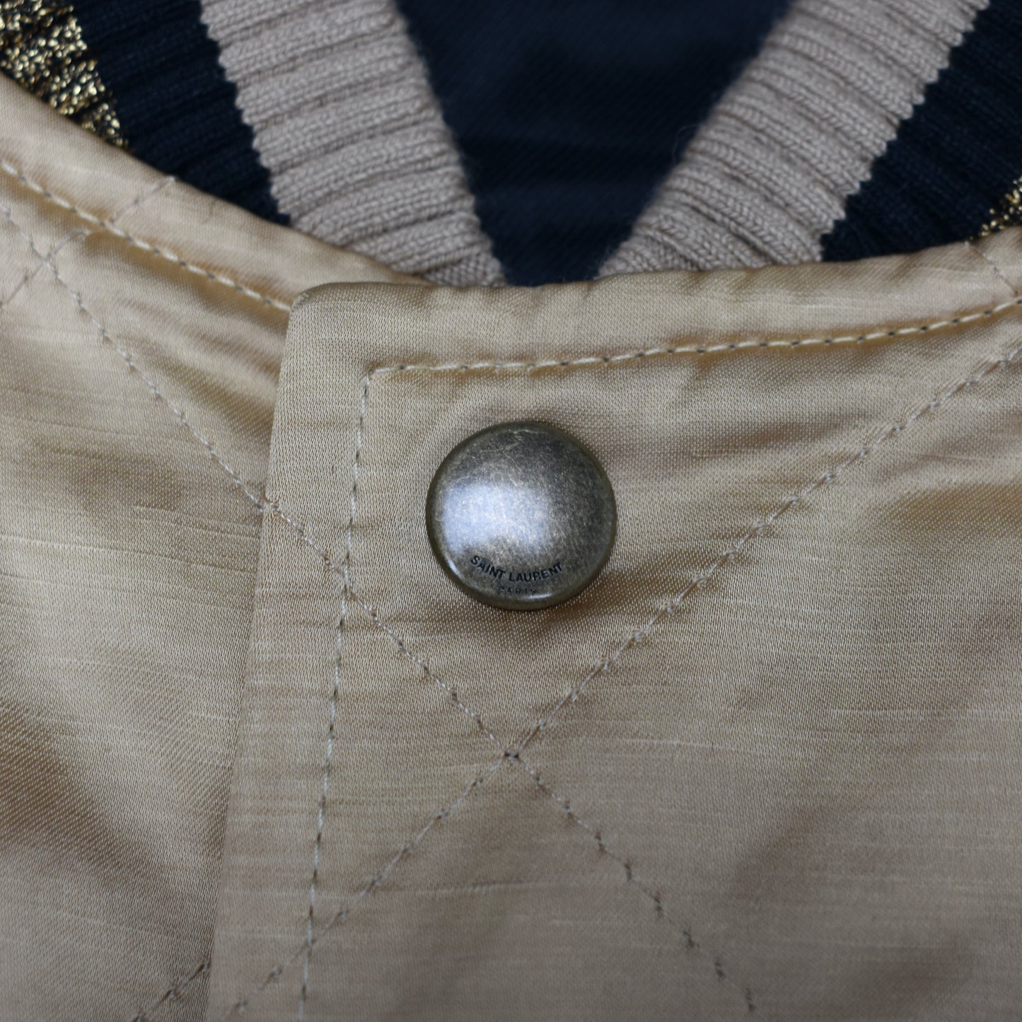 Saint Laurent - Gold Quilted Viscose Teddy Jacket