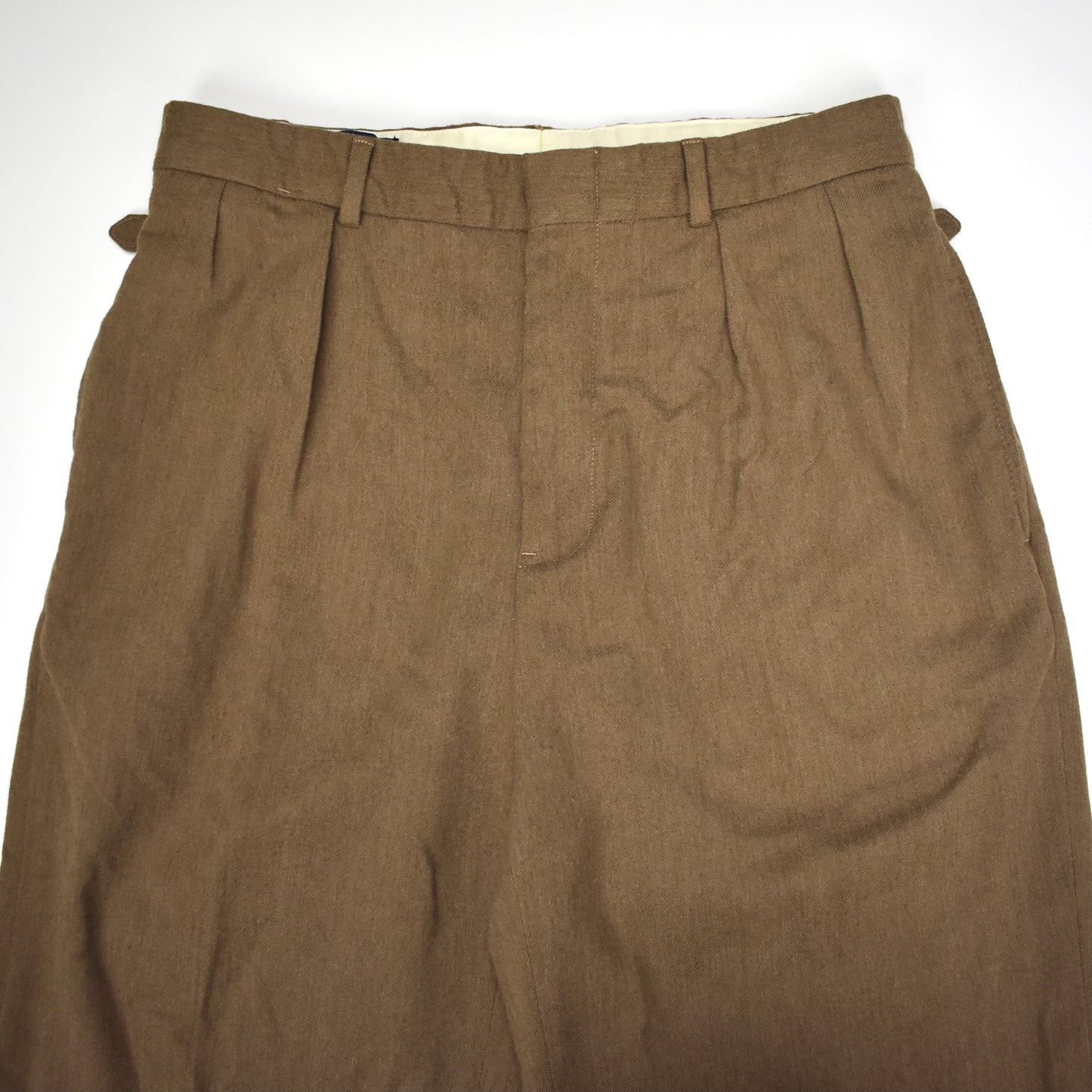 Polo Ralph Lauren - Vintage 90s Pleated Brown Herringbone Pants