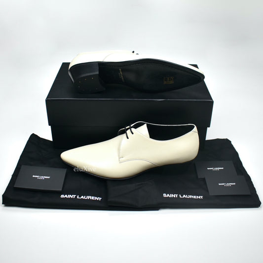 Saint Laurent - Pearl White Leather Hawat 40 Derby Shoes