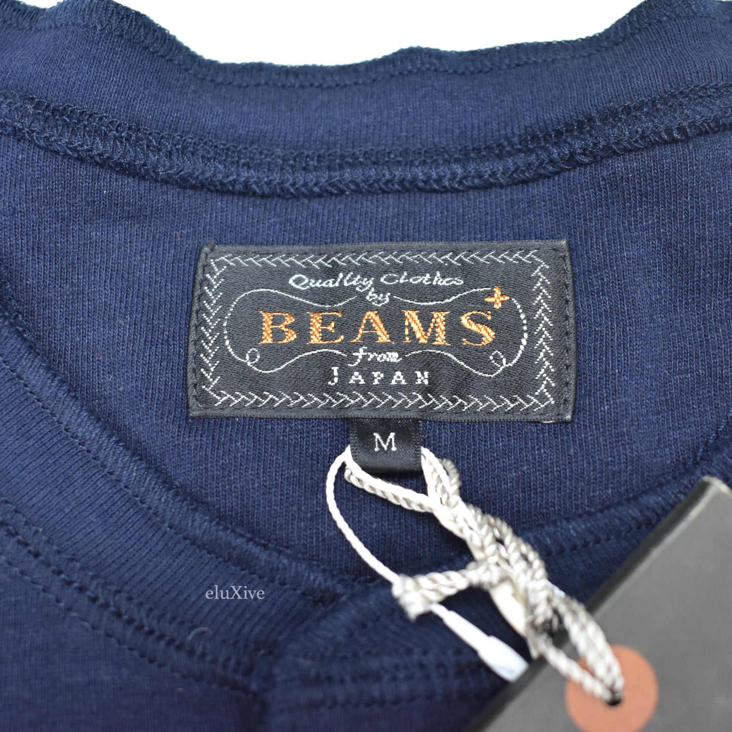 Beams Plus - Navy Flax / Cotton Henley Shirt