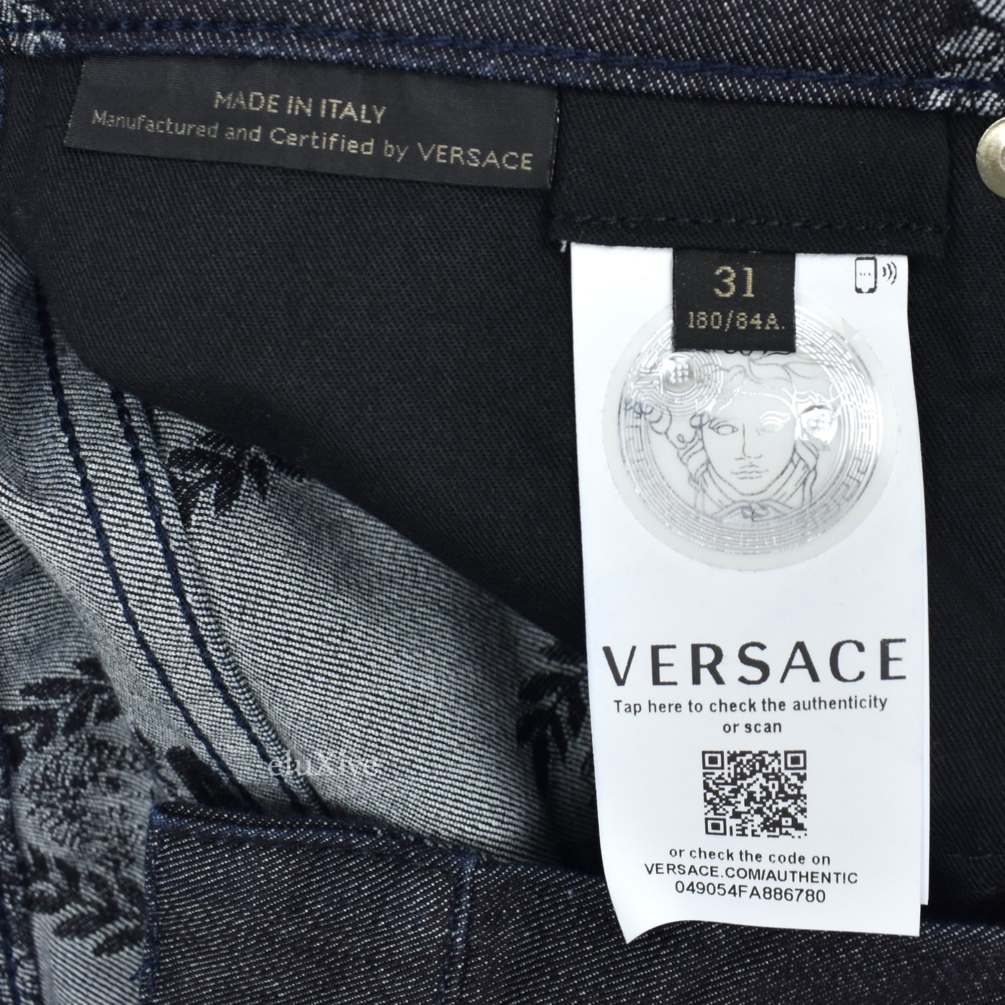 Versace - Black Medusa Wreath Logo Woven Denim Jeans