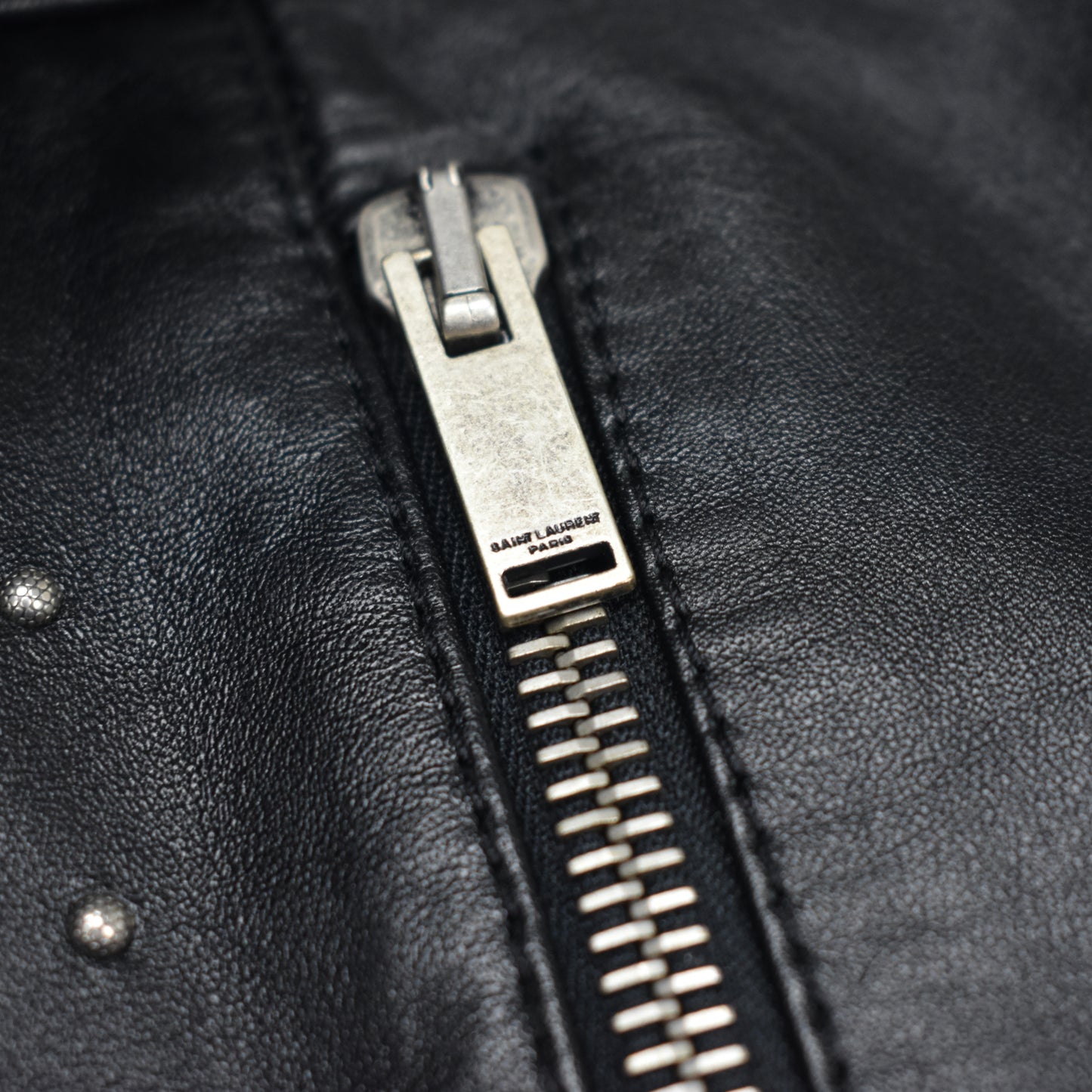 Saint Laurent - Black Studded Leather Biker Jacket