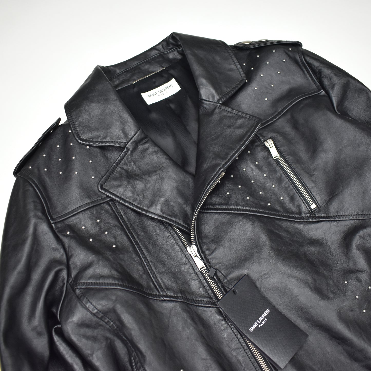 Saint Laurent - Black Studded Leather Biker Jacket