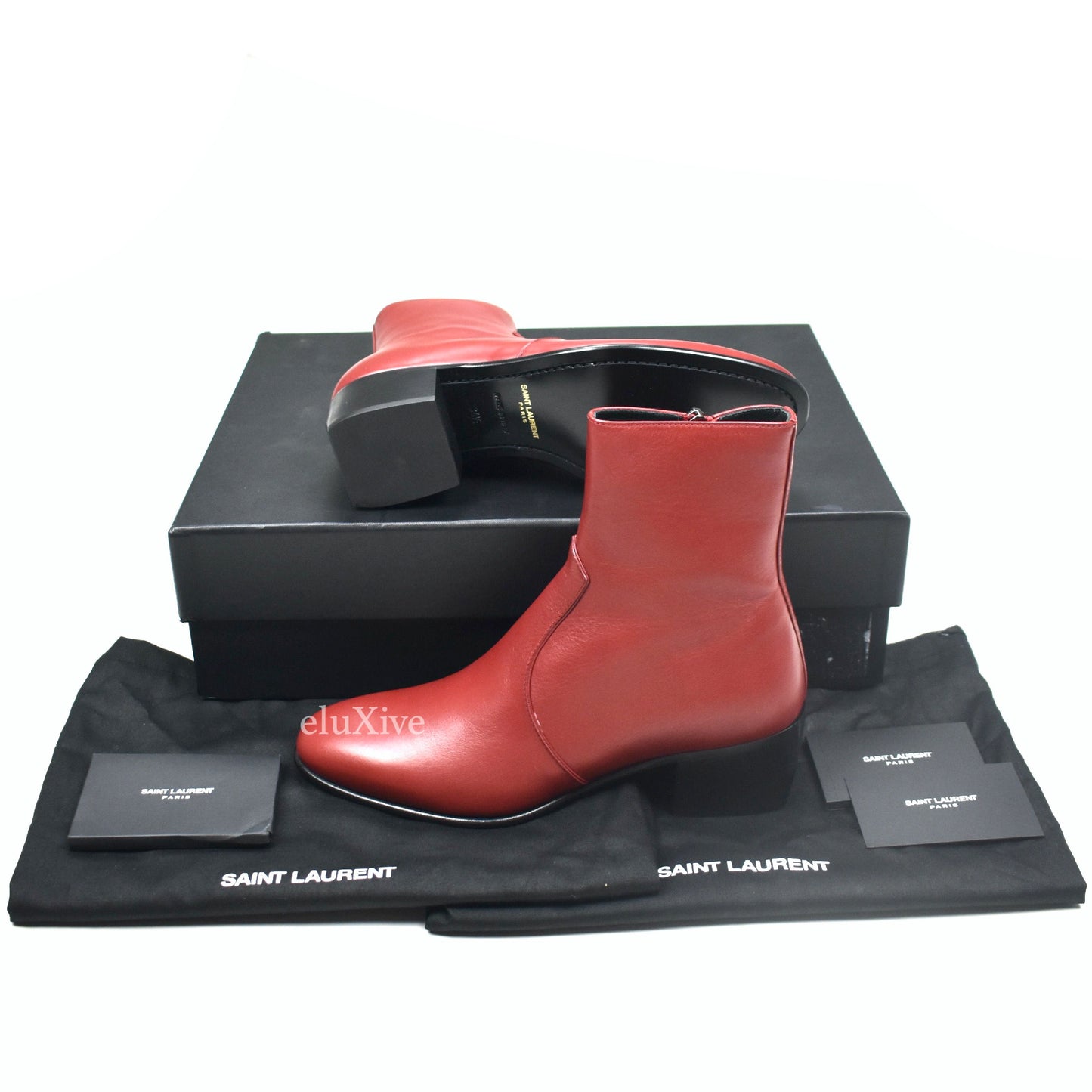 Saint Laurent - Opyum Red Leather James 60 Zip Boots