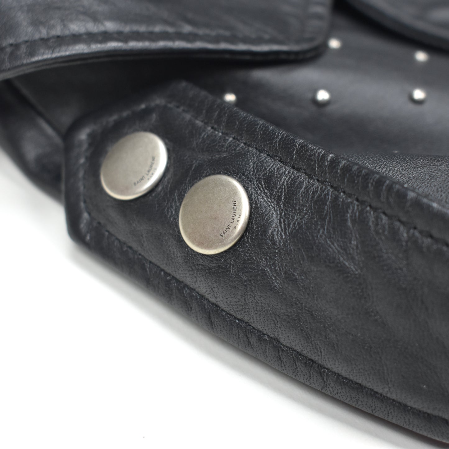 Saint Laurent - Black Studded Leather Biker Jacket