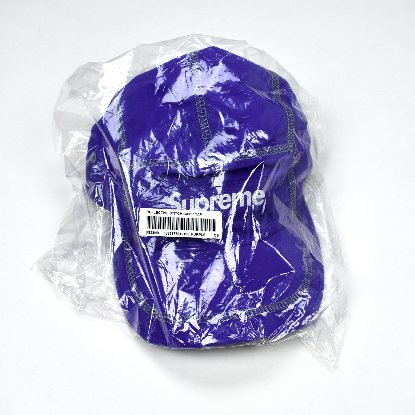 Supreme - Purple Box Logo Reflective Stitch Hat w/ Compass