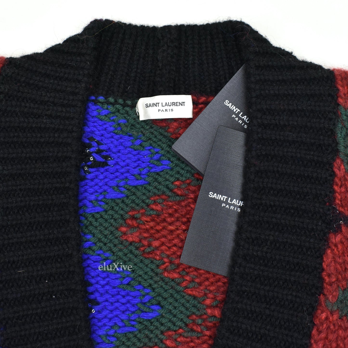 Saint Laurent - Zig Zag Jacquard Sequin Oversized Cardigan