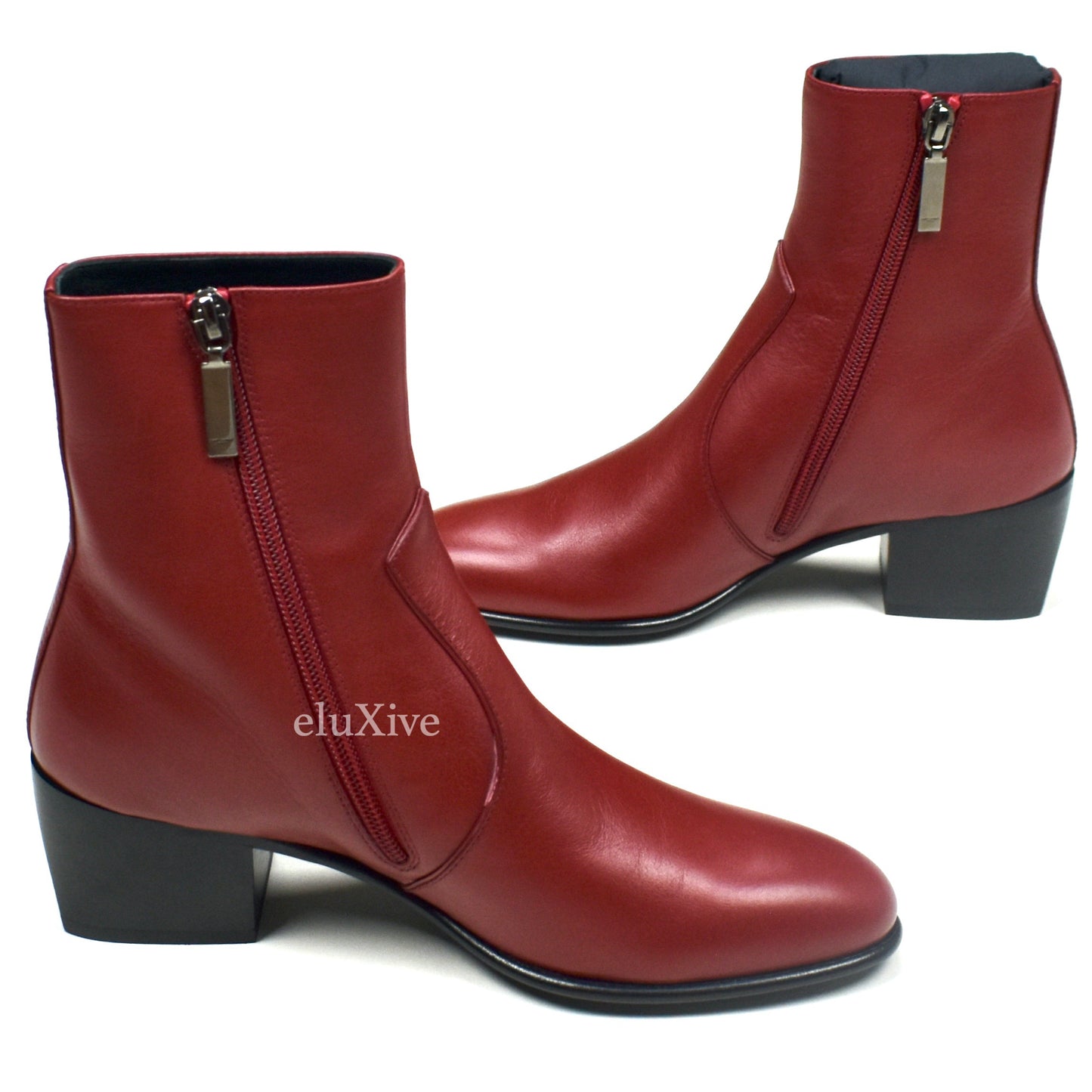 Saint Laurent - Opyum Red Leather James 60 Zip Boots