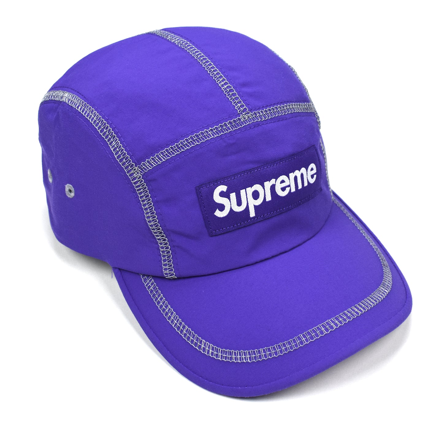 Supreme - Purple Box Logo Reflective Stitch Hat w/ Compass