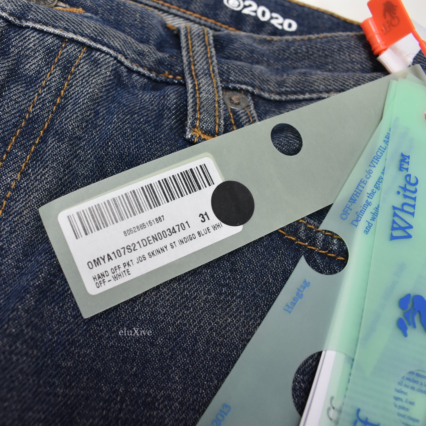 Off-White - Dark Blue Cutout Hole 'Meteor' Denim Jeans