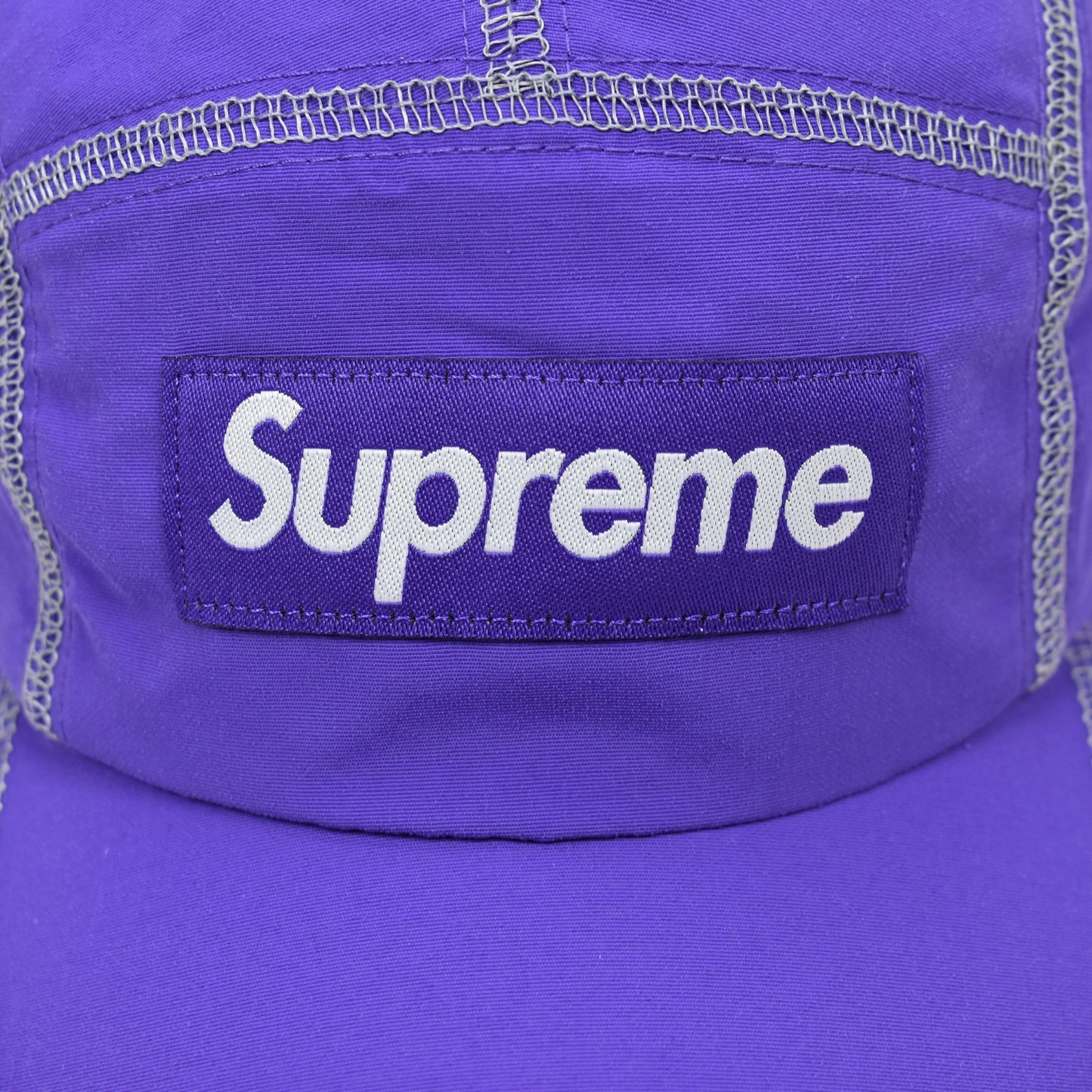 Supreme - Purple Box Logo Reflective Stitch Hat w/ Compass