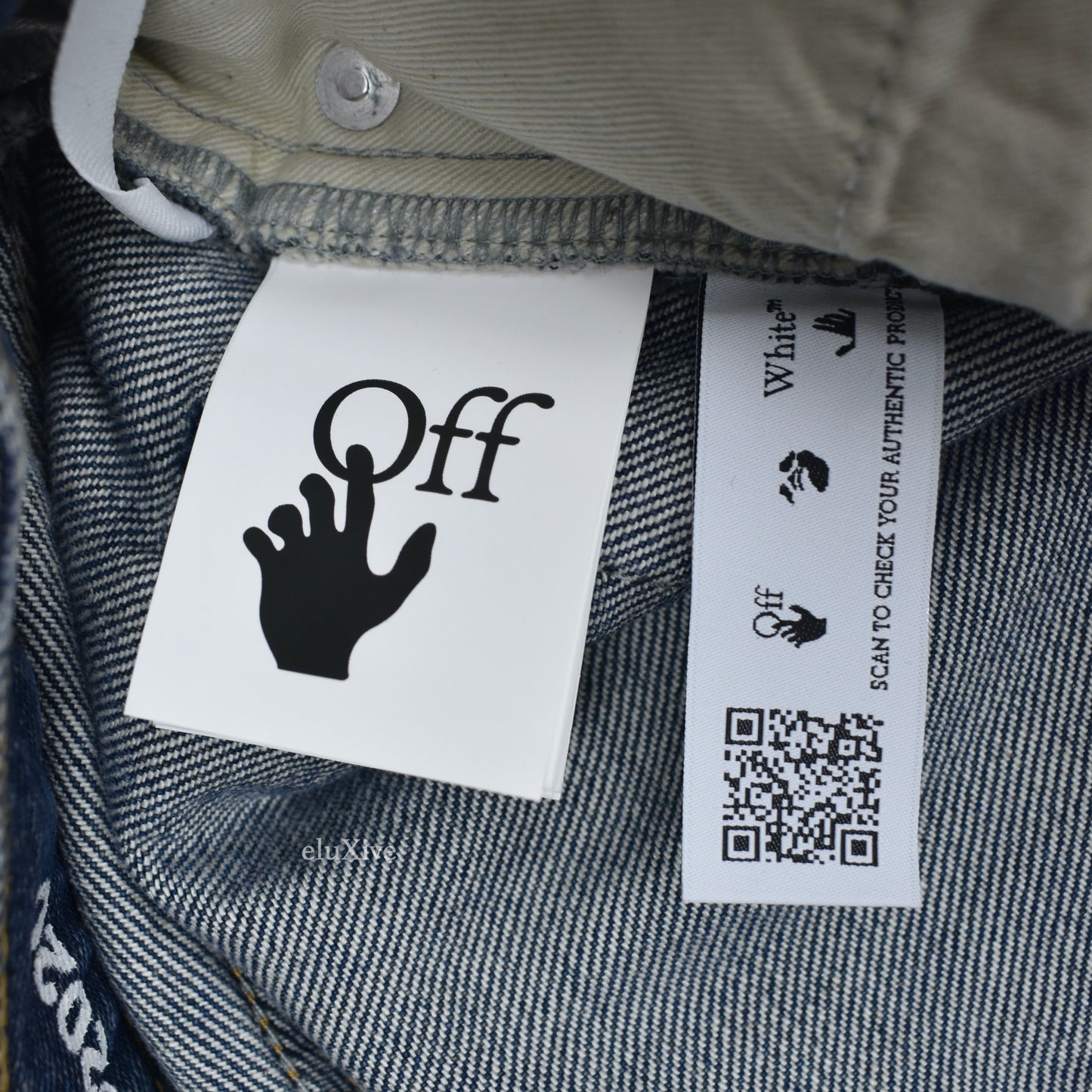 Off-White - Dark Blue Cutout Hole 'Meteor' Denim Jeans