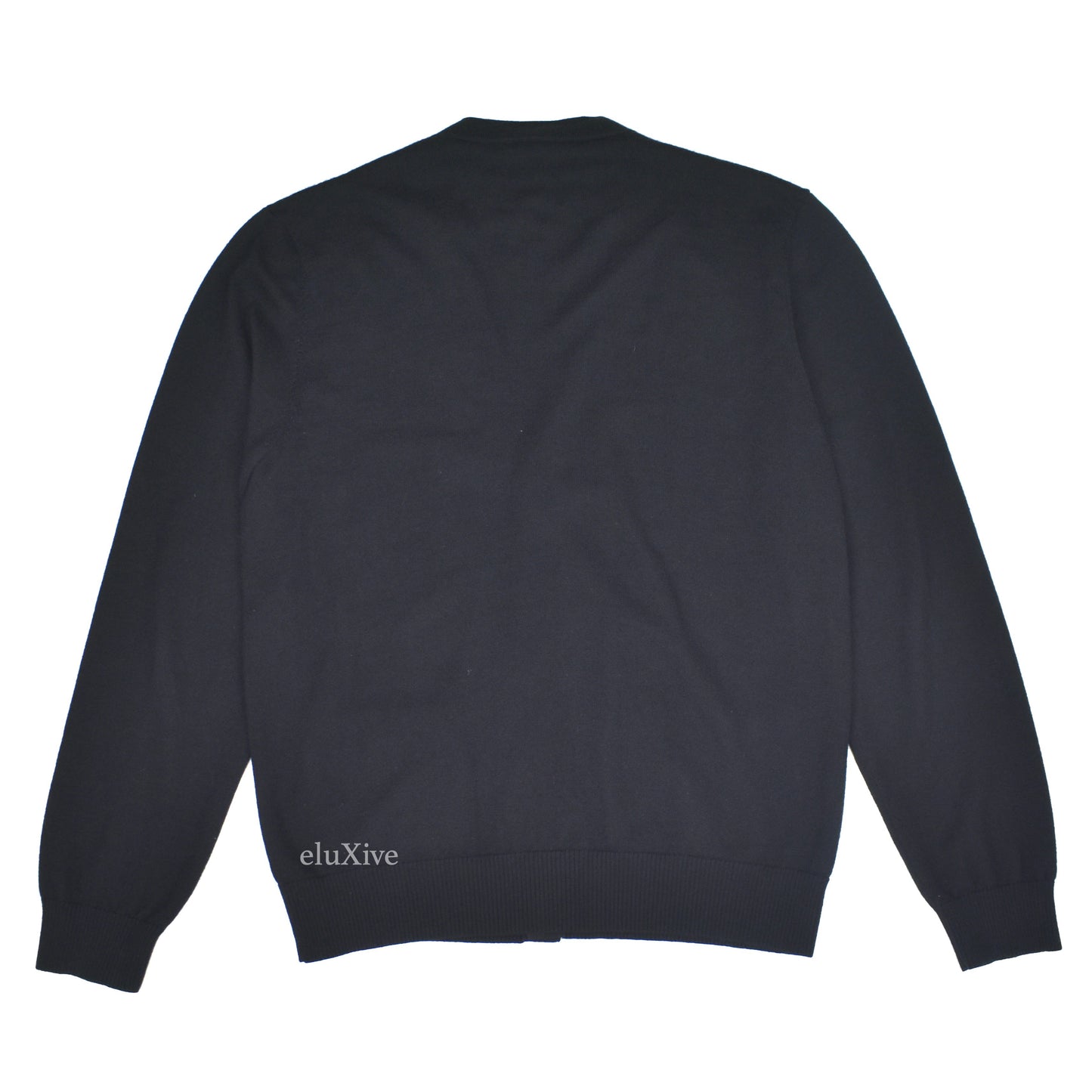 Chanel - Black 100% Wool Logo Patch Uniform Cardigan