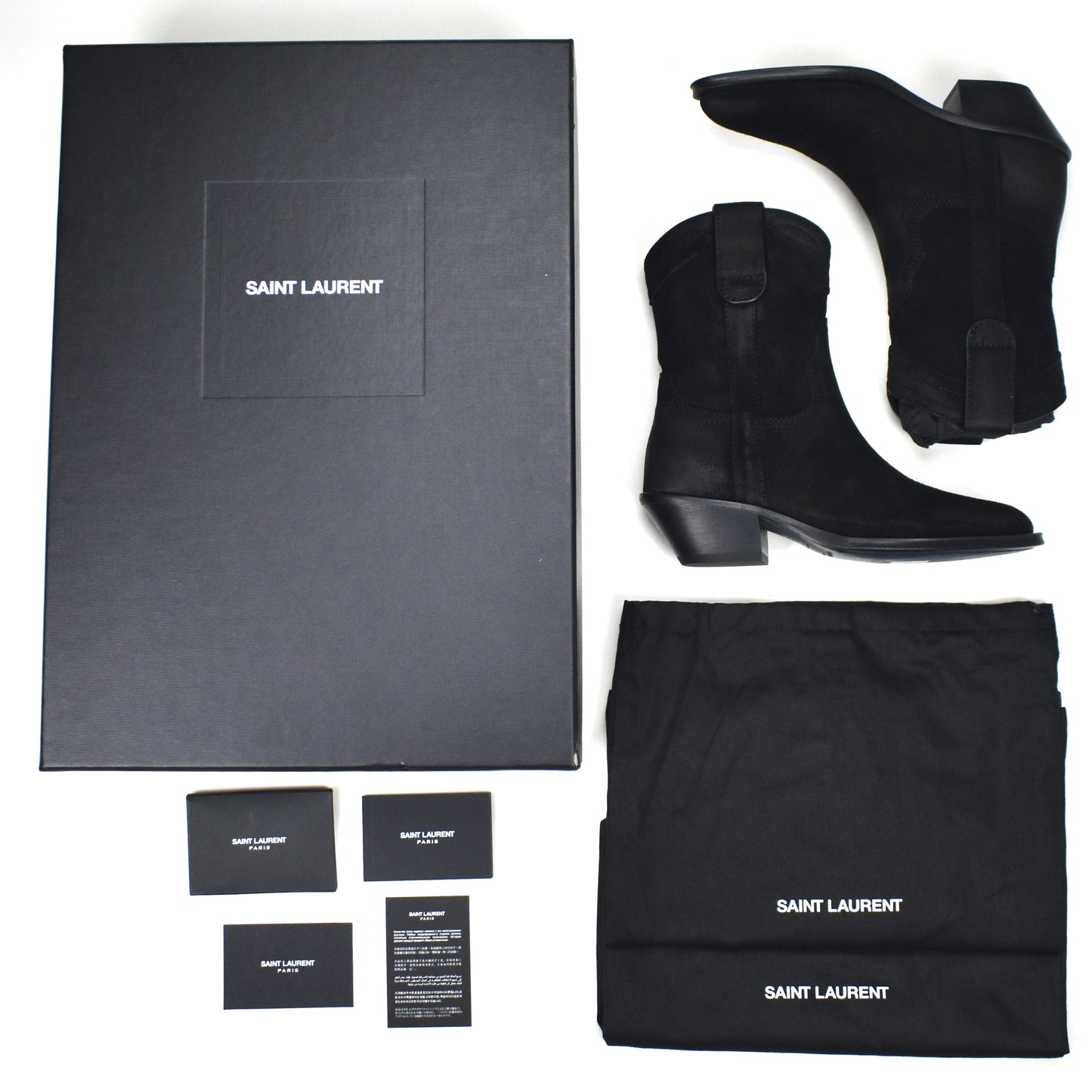 Saint Laurent - Black Waxed Suede Eastwood Boots (Women's)