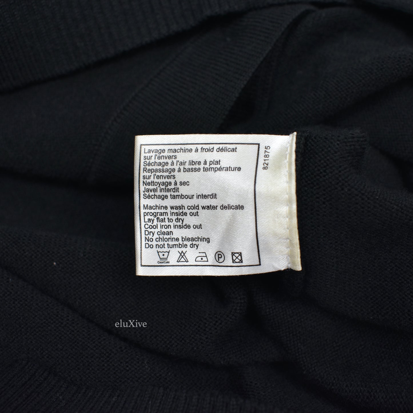 Chanel - Black 100% Wool Logo Patch Uniform Cardigan