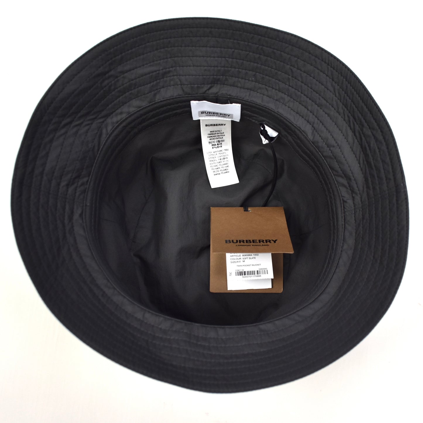 Burberry - Gray Twin Pocket Logo Print Bucket Hat