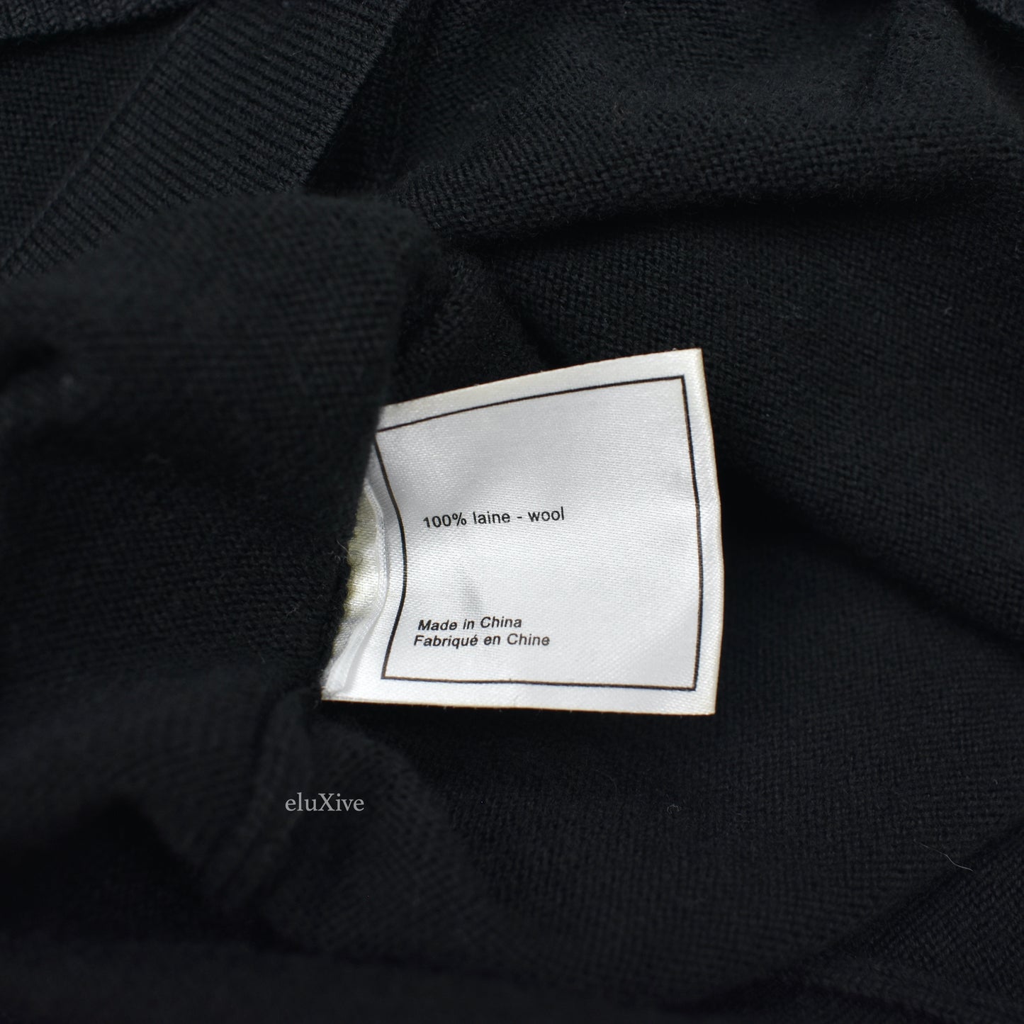 Chanel - Black 100% Wool Logo Patch Uniform Cardigan