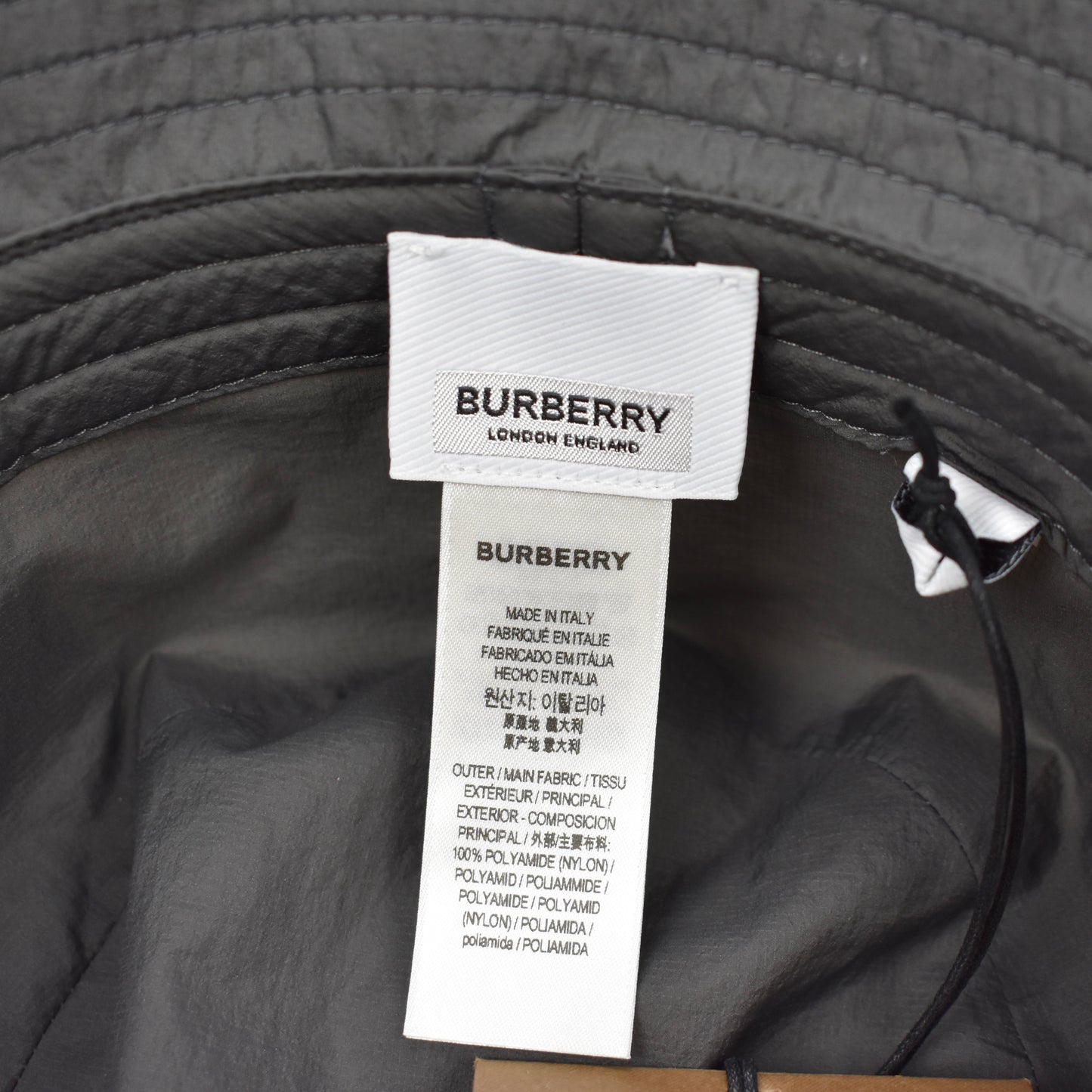 Burberry - Gray Twin Pocket Logo Print Bucket Hat