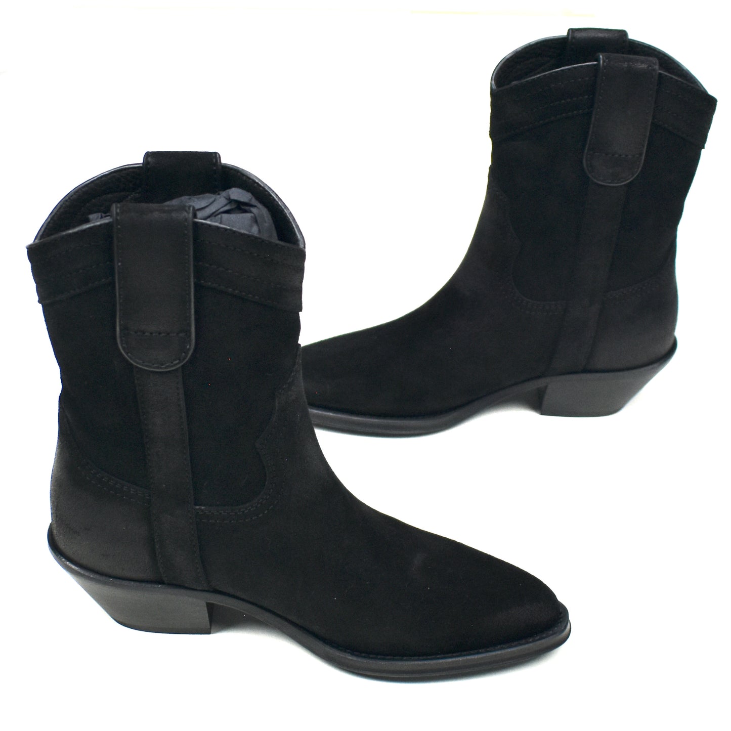 Saint Laurent - Black Waxed Suede Eastwood Boots (Women's)