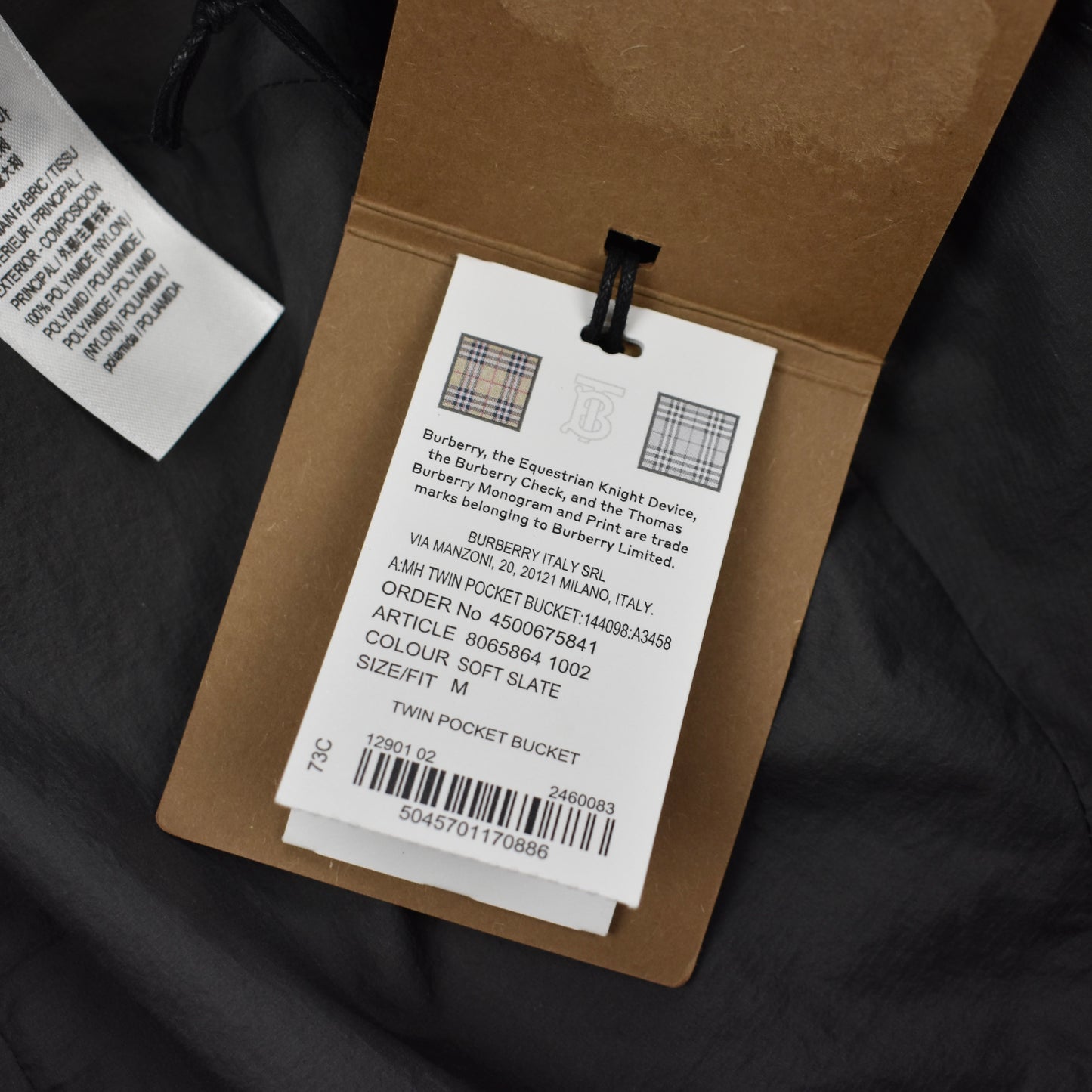 Burberry - Gray Twin Pocket Logo Print Bucket Hat
