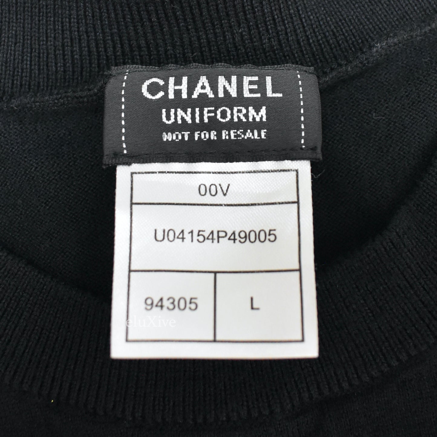 Chanel - Black Wool/Cotton CC Shoulder Button Uniform Sweater (Fringe)