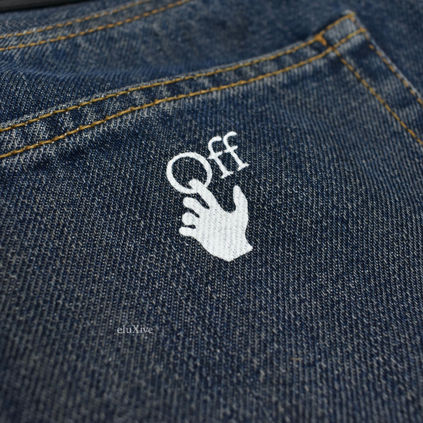 Off-White - Dark Blue Cutout Hole 'Meteor' Denim Jeans