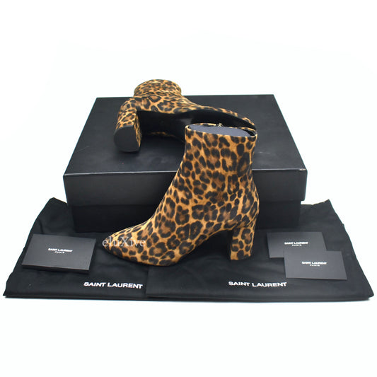 Saint Laurent - Leopard Print Suede Lou 75 Zip Boots