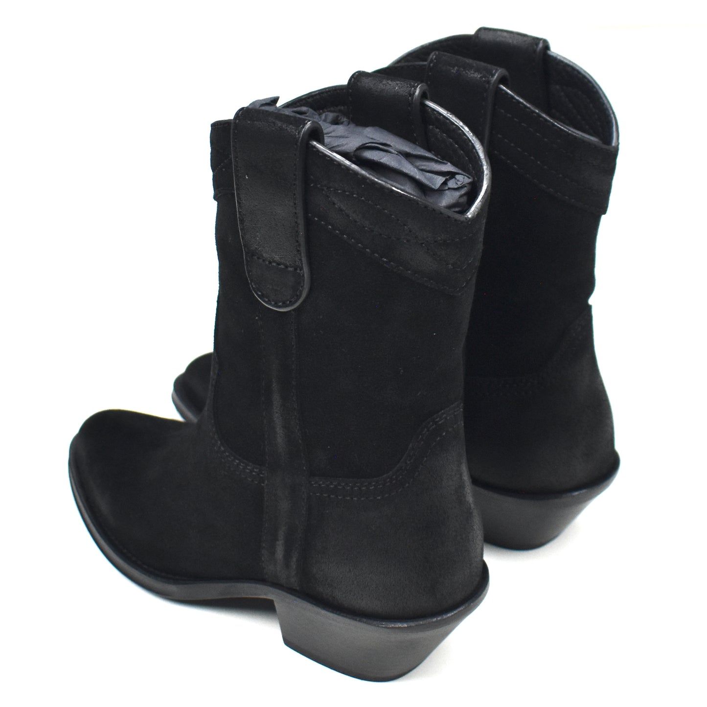 Saint Laurent - Black Waxed Suede Eastwood Boots (Women's)