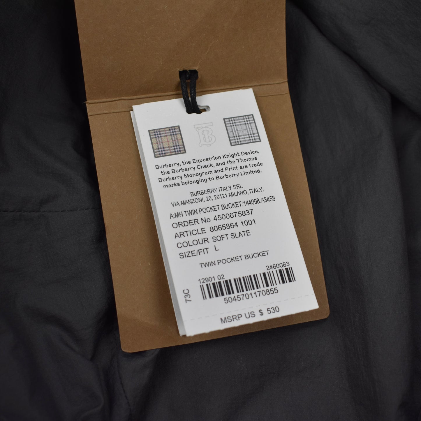 Burberry - Gray Twin Pocket Logo Print Bucket Hat