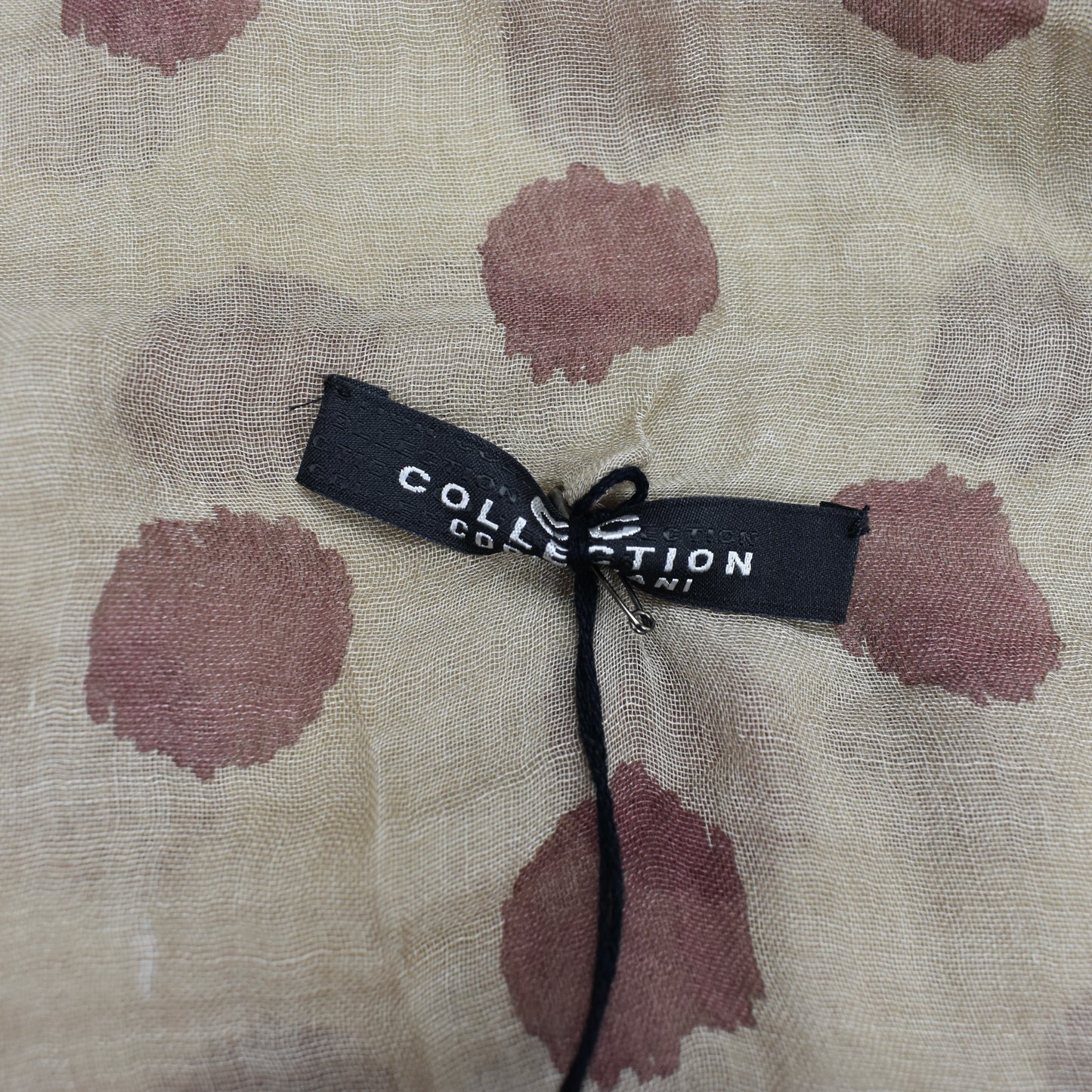 Corneliani - Large Tan Polka Dot Print Modal/Cotton Scarf