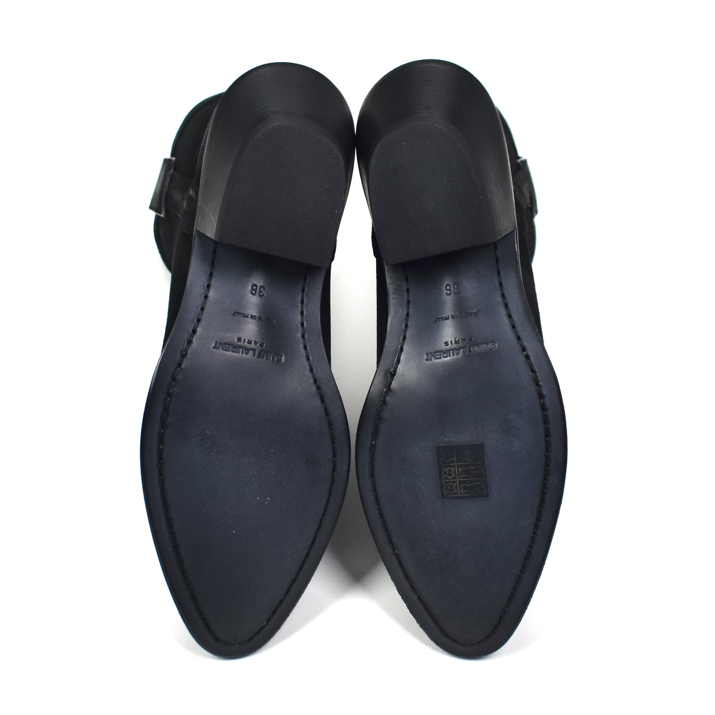 Saint Laurent - Black Waxed Suede Eastwood Boots (Women's)