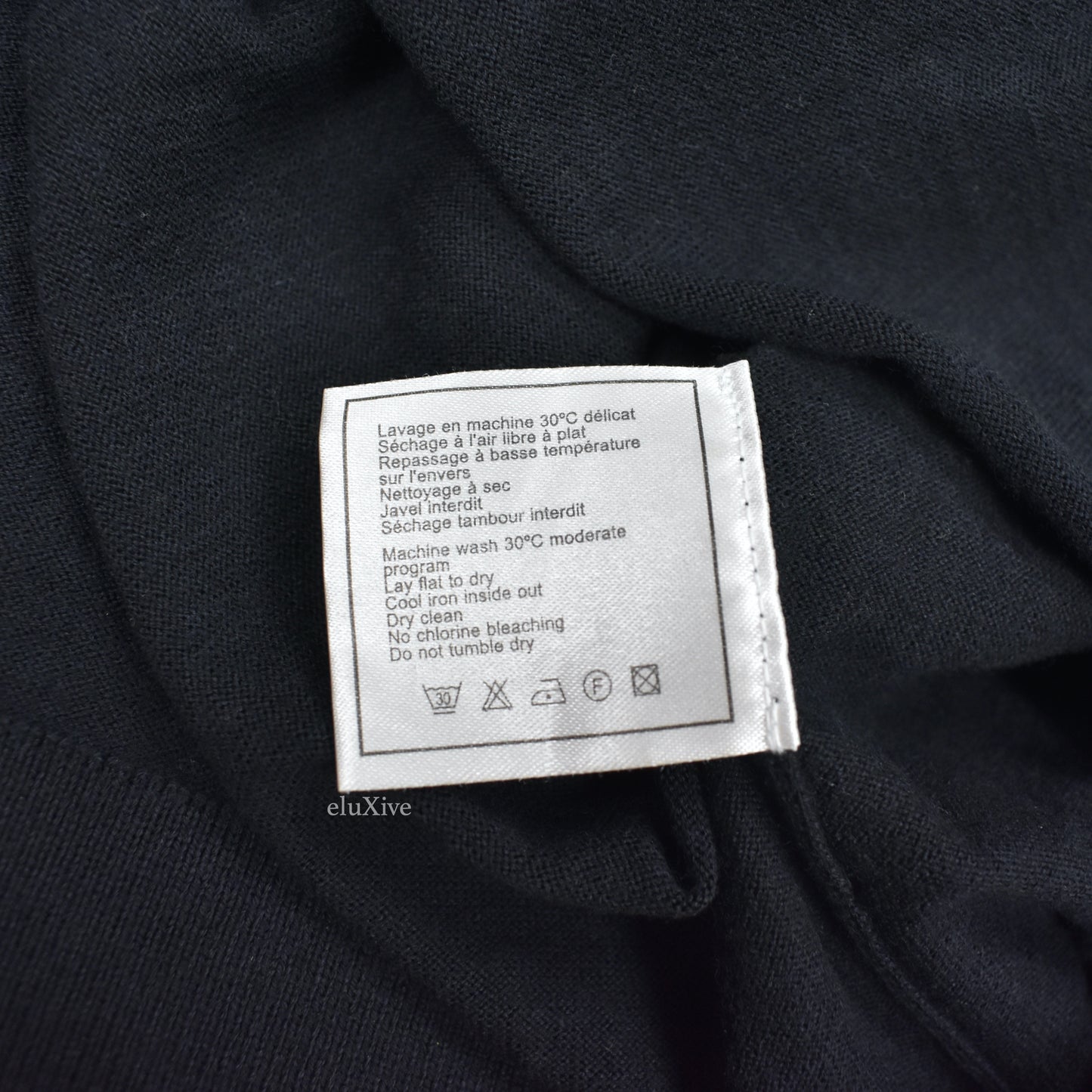 Chanel - Black Wool/Cotton CC Shoulder Button Uniform Sweater (Fringe)