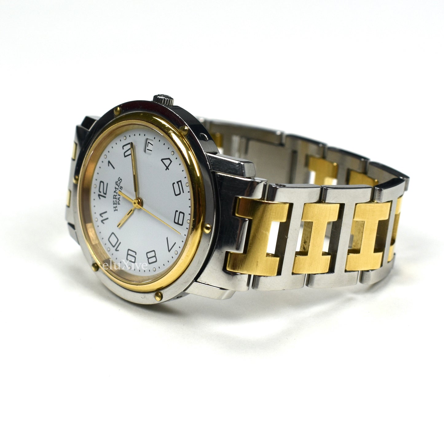 Hermes - Gold / Steel White Dial Clipper Watch