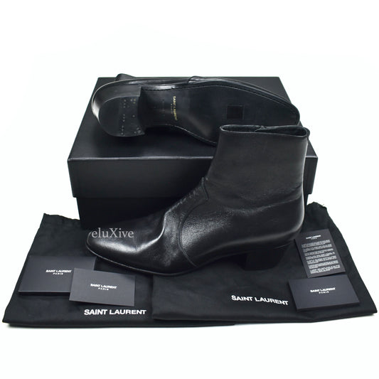 Saint Laurent - Black Leather Zippered Joey Boots