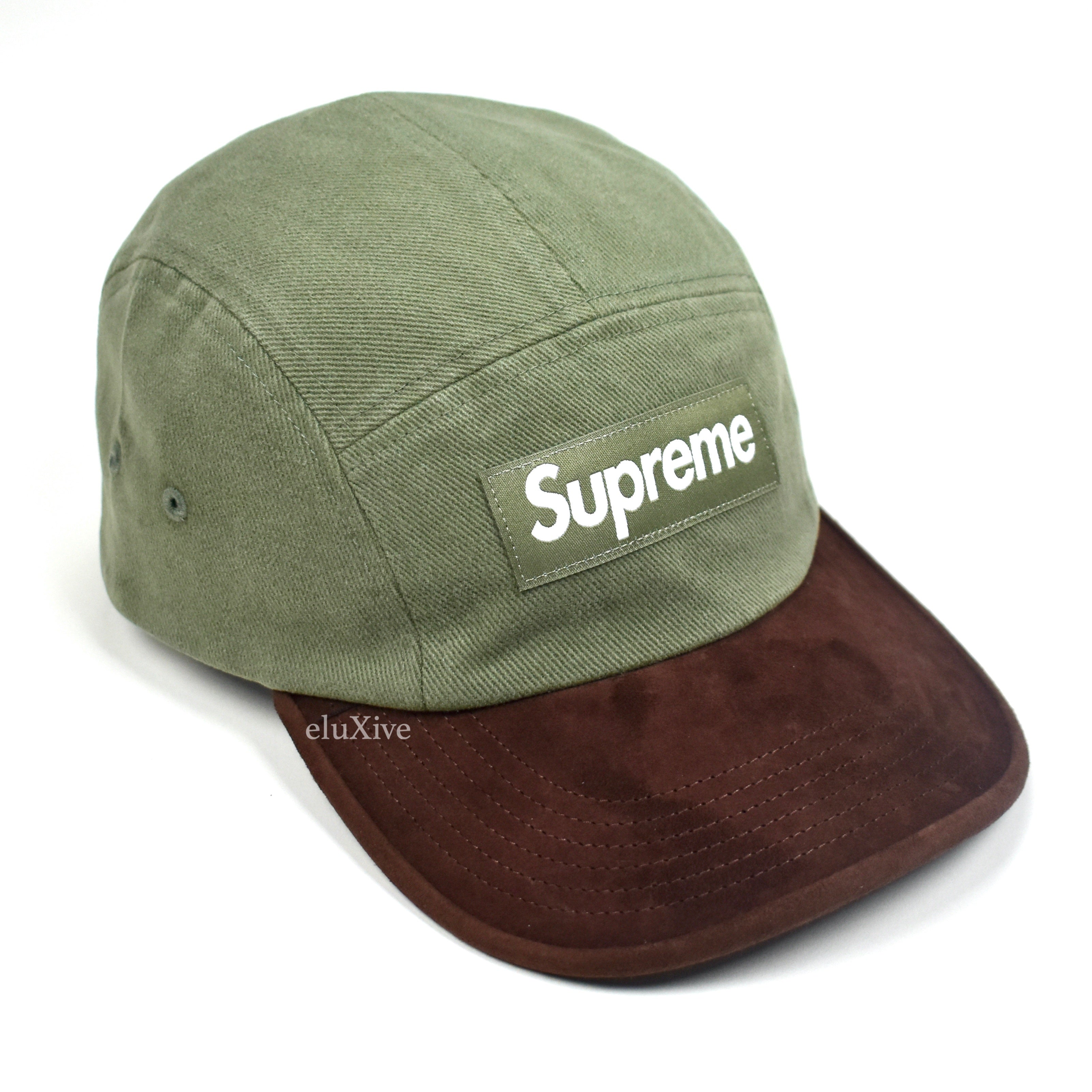 Supreme - Olive/Brown Box Logo Suede Bill Hat – eluXive