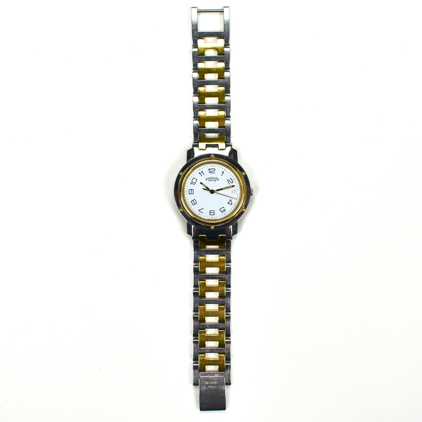 Hermes - Gold / Steel White Dial Clipper Watch