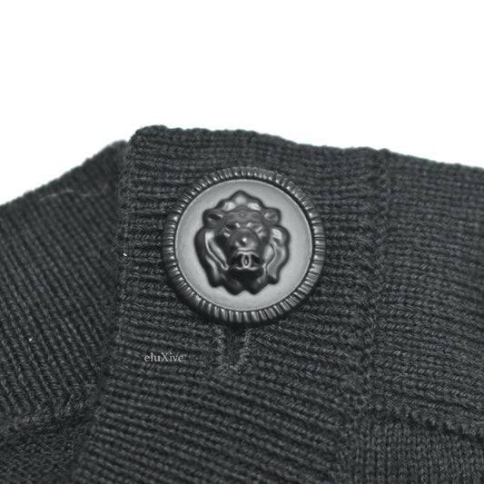 Chanel - Black Wool/Cotton Lion Logo Button Uniform Sweater