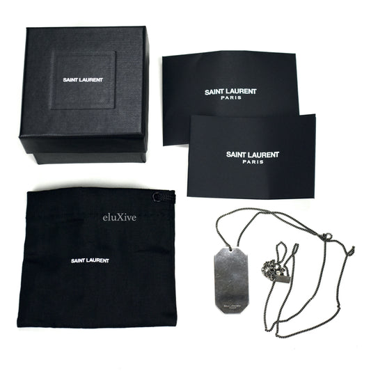 Saint Laurent - Vintage Effect Dog Tag Pendant Necklace