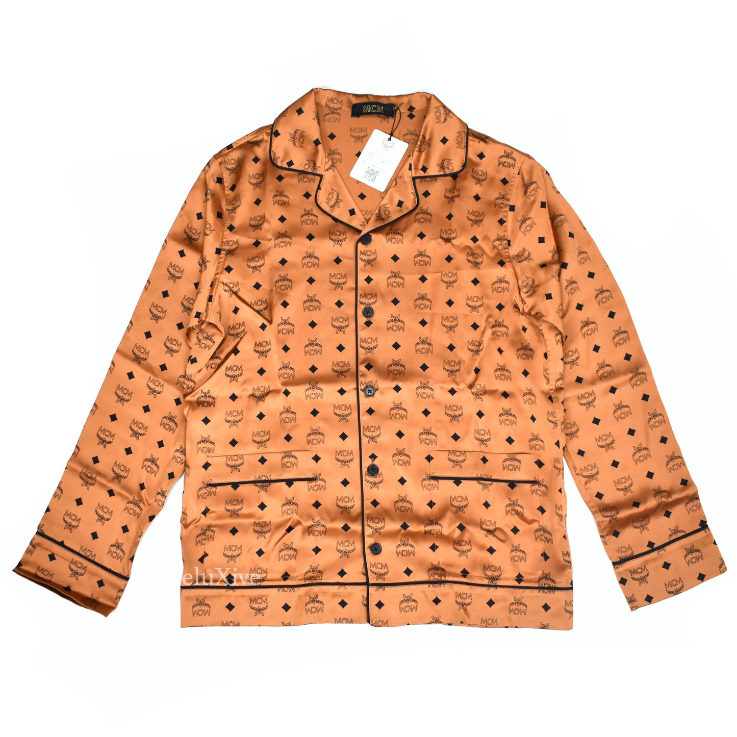 MCM - Cognac Monogram 100% Silk Pajama Shirt