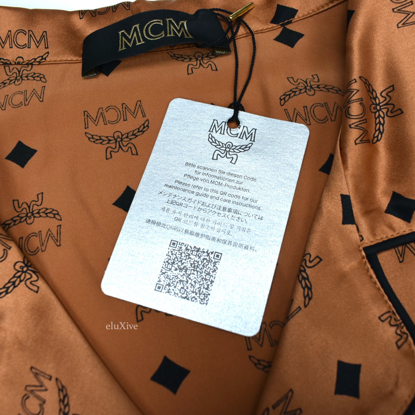 MCM - Cognac Monogram 100% Silk Pajama Shirt