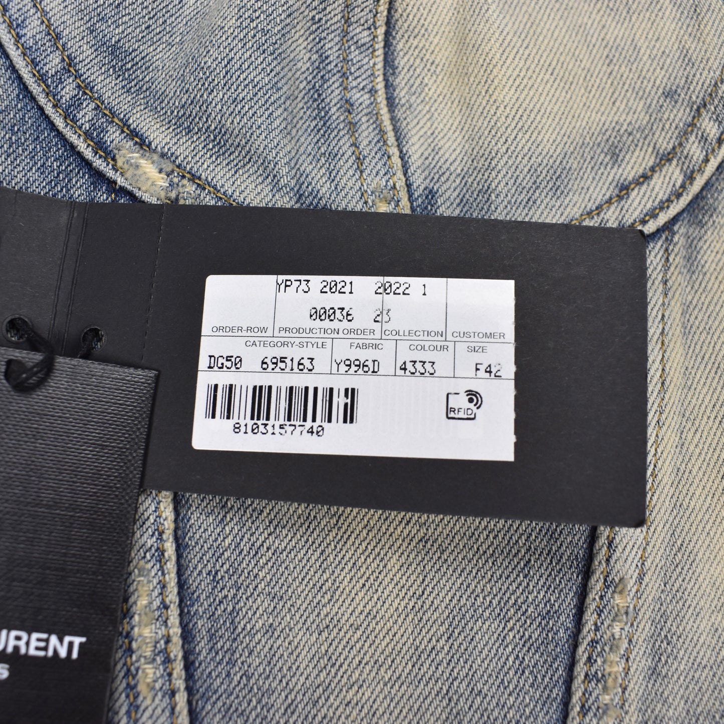 Saint Laurent - Blue Distressed Denim Crop Top