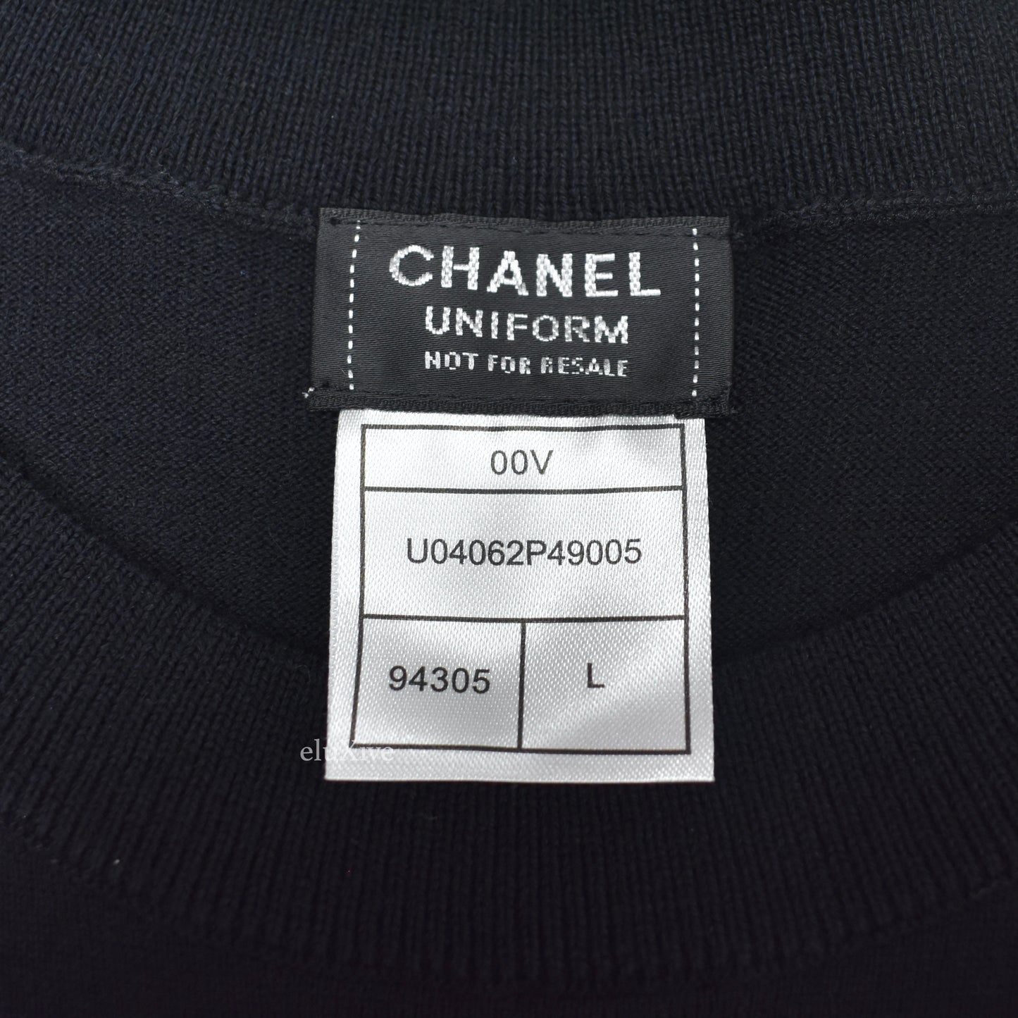 Chanel - Black Wool/Cotton CC Shoulder Button Uniform Sweater