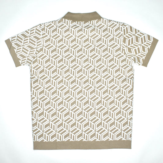 MCM - Cubic Monogram Logo Knit Polo Shirt (Beige)